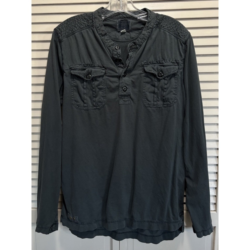 Converse One Star Top Women's Gray Long Sleeve Button Pockets Soft Casual